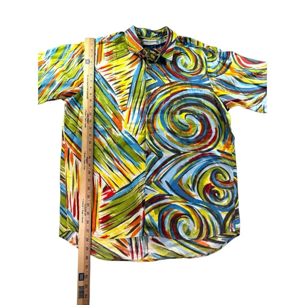 Jams World Shirt Mens M Whirly Pop Hawaiian Surf Aloha Button Up Psychedelic